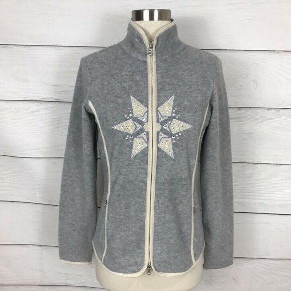 Bogner Jackets & Blazers - Bogner Women's Medium Full Zip Fleece Jacket Gray Bejeweled Snowflake Warm